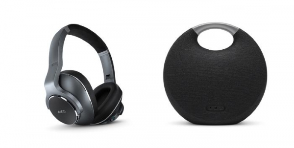 (왼쪽부터) 노이즈 캔슬링 헤드폰 `AKG N700NCBT`, 스피커 `하만카돈 오닉스 스튜디오 5(Onyx Studio 5)`