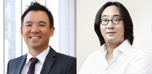 김정주 NXC 대표(왼쪽)와 허민 원더홀딩스 대표